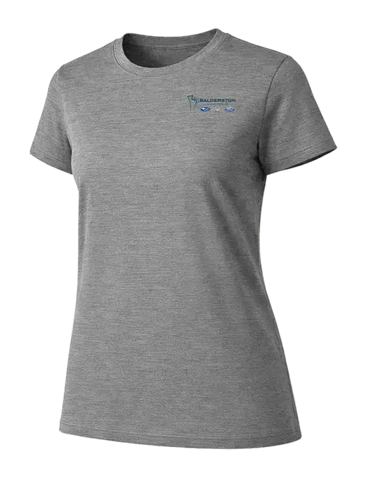 Womens Ring Spun Light Grey Heather 4.5 oz T-Shirt w/Balderston Auto Group Logo