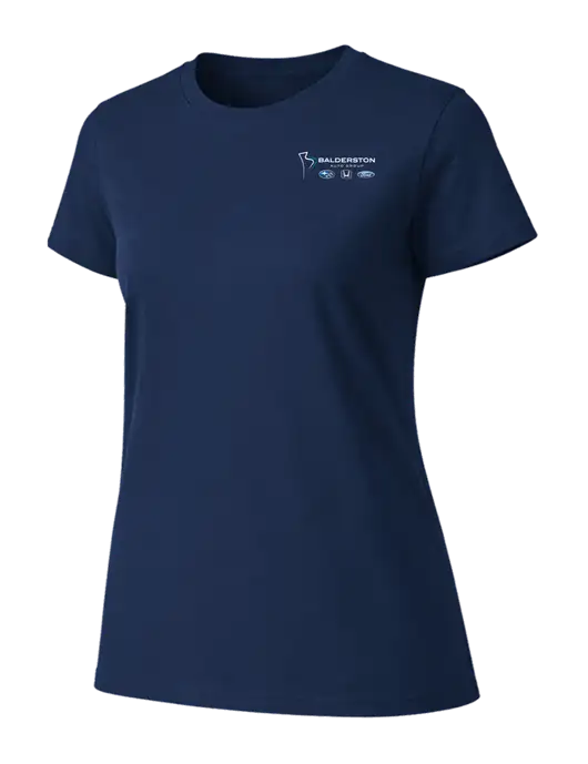 Womens Ring Spun Navy 4.5 oz T-Shirt w/Balderston Auto Group Logo