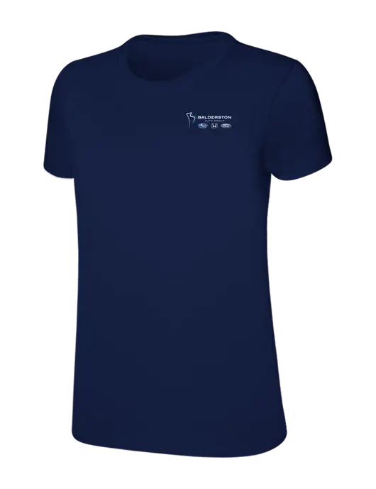 Womens Ring Spun Navy 4.5 oz T-Shirt w/Balderston Auto Group Logo