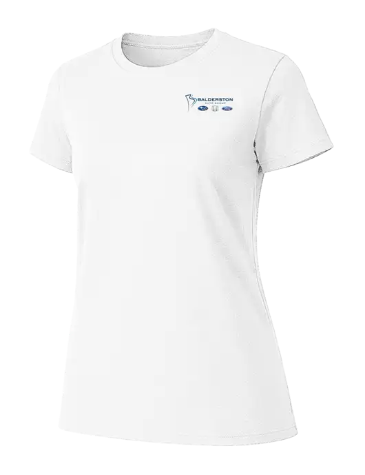 Womens Ring Spun White 4.5 oz T-Shirt w/Balderston Auto Group Logo