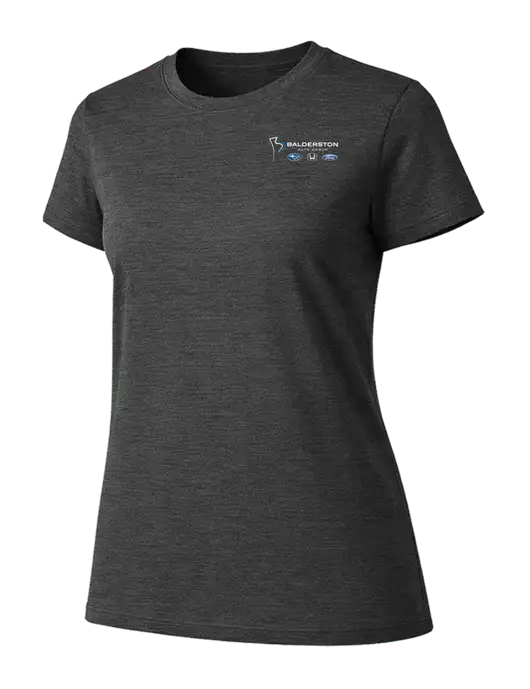 Womens Ring Spun Dark Heather Grey 4.5 oz T-Shirt w/Balderston Auto Group Logo