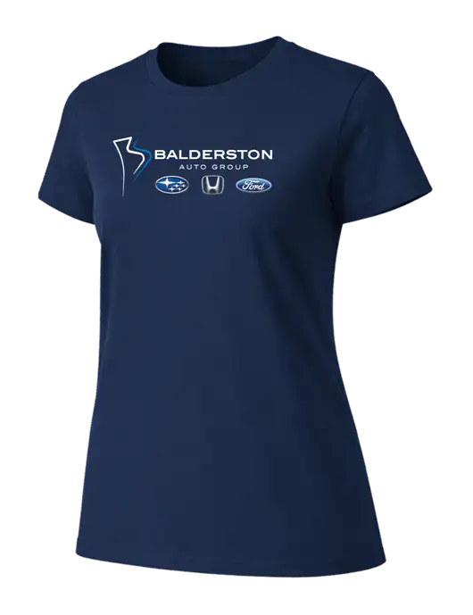 Womens Ring Spun Navy 4.5 oz T-Shirt w/Balderston Auto Group Logo