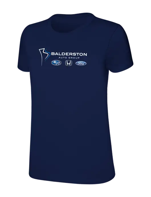 Womens Ring Spun Navy 4.5 oz T-Shirt w/Balderston Auto Group Logo