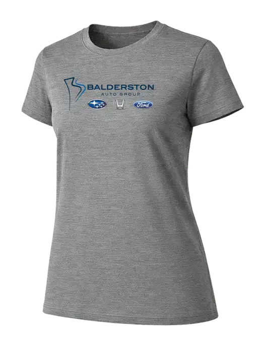 Womens Ring Spun Light Grey Heather 4.5 oz T-Shirt w/Balderston Auto Group Logo