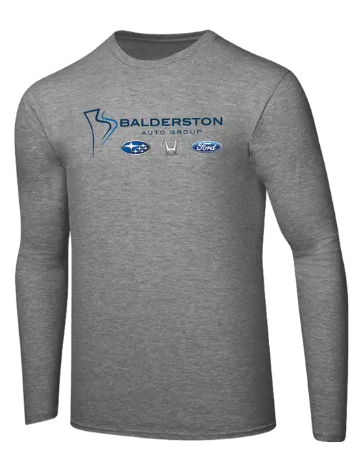 Ring Spun Light Heather Grey 4.5 oz Long Sleeve T-Shirt w/Balderston Auto Group Logo