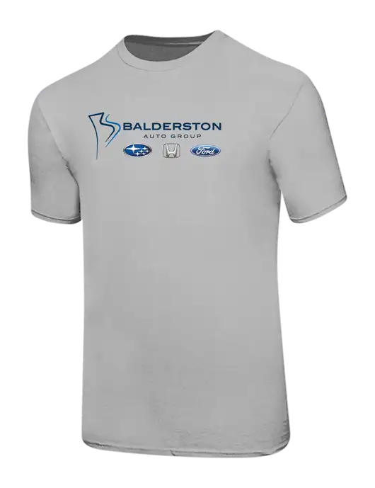 Ring Spun Silver 4.5 oz T-Shirt w/Balderston Auto Group Logo