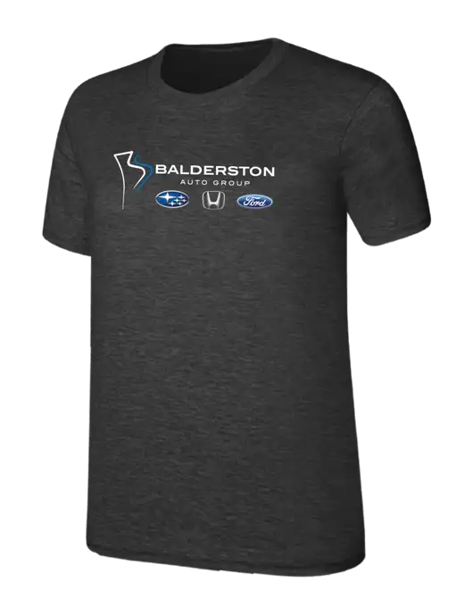 Womens Ring Spun Dark Heather Grey 4.5 oz T-Shirt w/Balderston Auto Group Logo