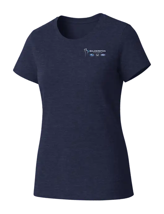 Womens Seriously Soft Heathered Navy T-Shirt w/Balderston Auto Group Logo