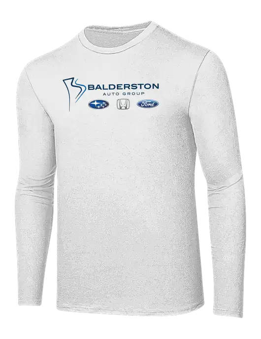 Ring Spun White 4.5 oz Long Sleeve T-Shirt w/Balderston Auto Group Logo