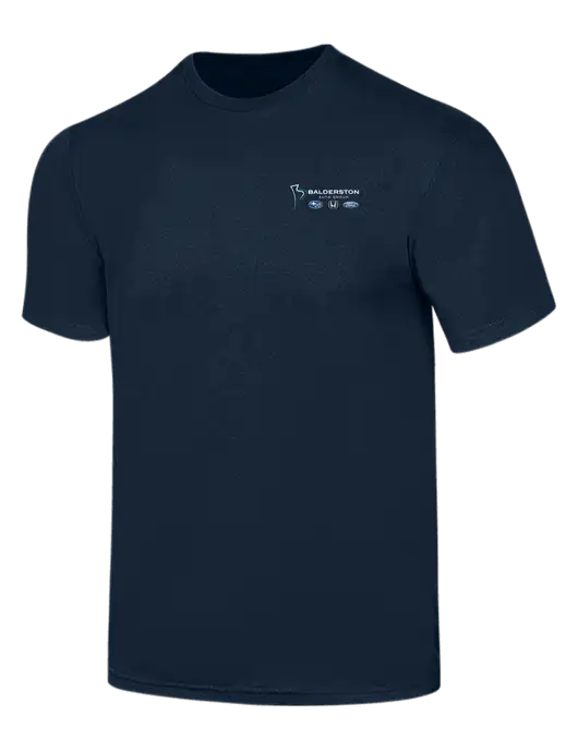 Simply Soft Navy 4.5oz  Poly/Combed Ring Spun Cotton T-Shirt w/Balderston Auto Group Logo