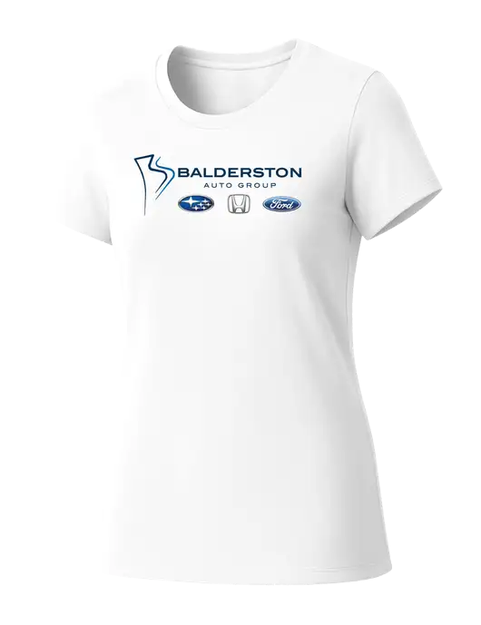 Womens Seriously Soft White T-Shirt w/Balderston Auto Group Logo