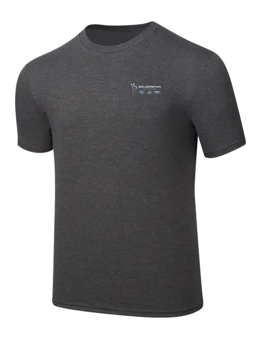 Simply Soft Heathered Charcoal 4.5oz  Poly/Combed Ring Spun Cotton T-Shirt w/Balderston Auto Group Logo