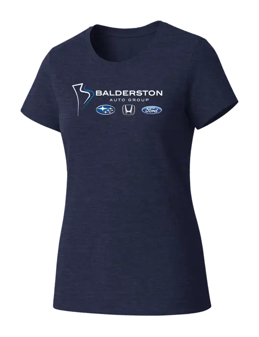 Womens Seriously Soft Heathered Navy T-Shirt w/Balderston Auto Group Logo