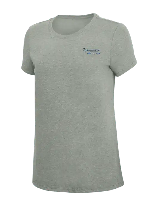 Womens Simply Soft Grey Frost 4.5oz  Poly/Combed Ring Spun Cotton T-Shirt w/Balderston Auto Group Logo