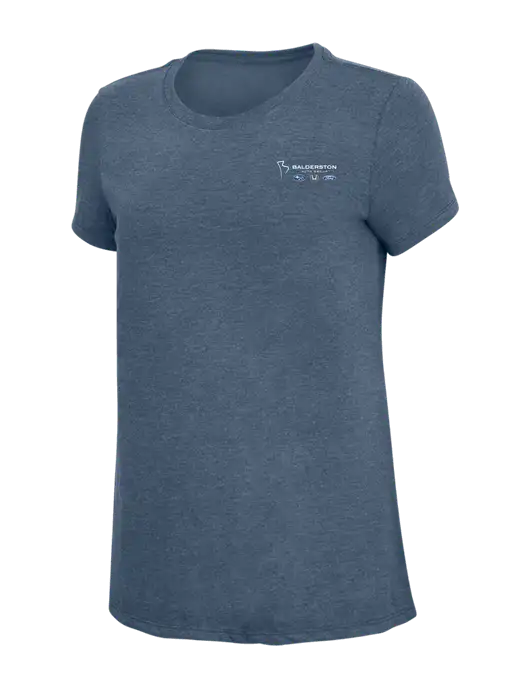 Womens Simply Soft Navy Frost 4.5oz  Poly/Combed Ring Spun Cotton T-Shirt w/Balderston Auto Group Logo