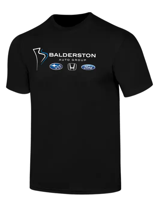 Simply Soft Black 4.5oz  Poly/Combed Ring Spun Cotton T-Shirt w/Balderston Auto Group Logo