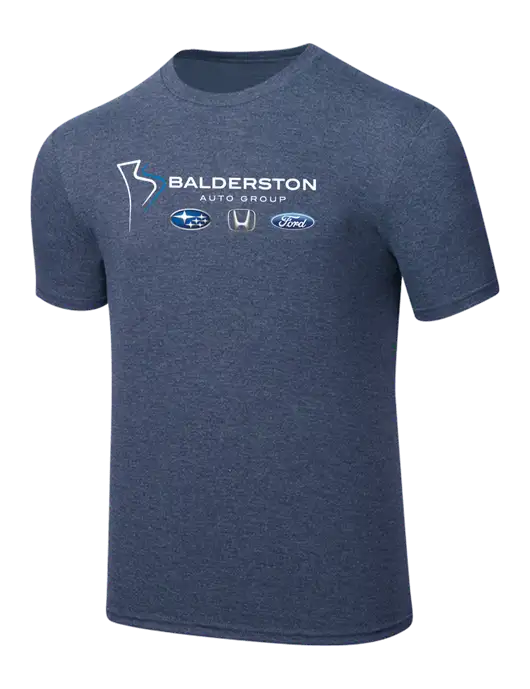 Simply Soft Navy Frost 4.5oz  Poly/Combed Ring Spun Cotton T-Shirt w/Balderston Auto Group Logo