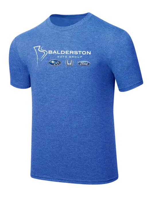Simply Soft Royal Frost 4.5oz  Poly/Combed Ring Spun Cotton T-Shirt w/Balderston Auto Group Logo
