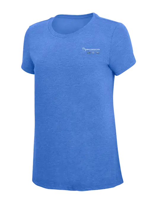 Womens Simply Soft Royal Frost 4.5oz  Poly/Combed Ring Spun Cotton T-Shirt w/Balderston Auto Group Logo