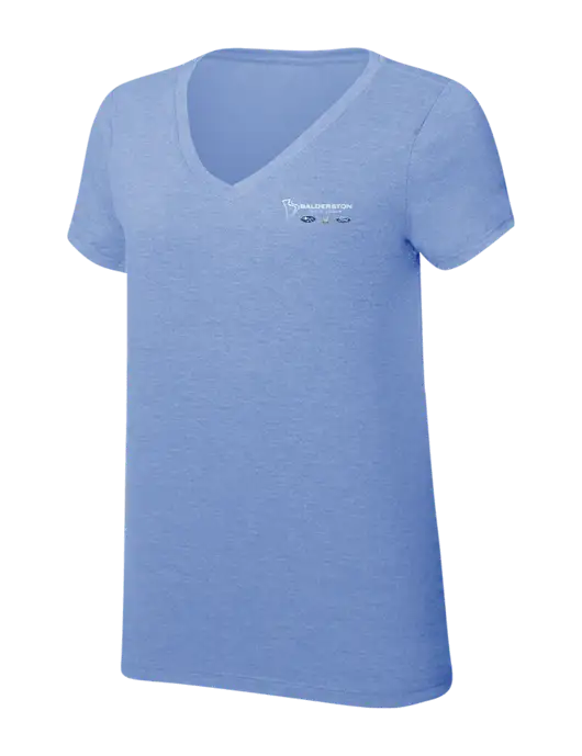 Womens Simply Soft V-Neck Maritime Frost 4.5oz  Poly/Combed Ring Spun Cotton T-Shirt w/Balderston Auto Group Logo