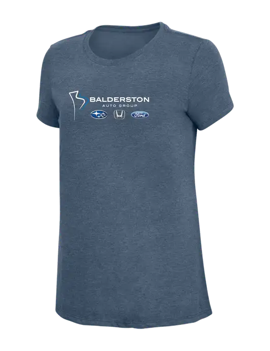 Womens Simply Soft Navy Frost 4.5oz  Poly/Combed Ring Spun Cotton T-Shirt w/Balderston Auto Group Logo