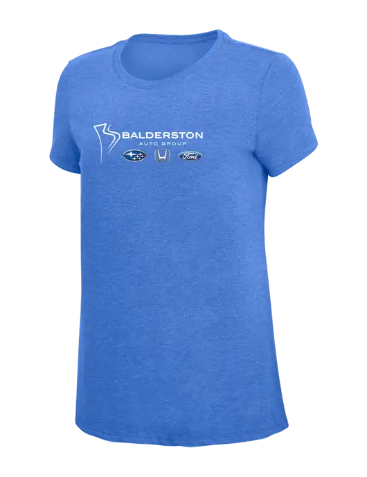 Womens Simply Soft Royal Frost 4.5oz  Poly/Combed Ring Spun Cotton T-Shirt w/Balderston Auto Group Logo