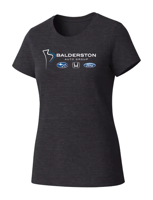 Womens Seriously Soft Heathered Charcoal T-Shirt w/Balderston Auto Group Logo