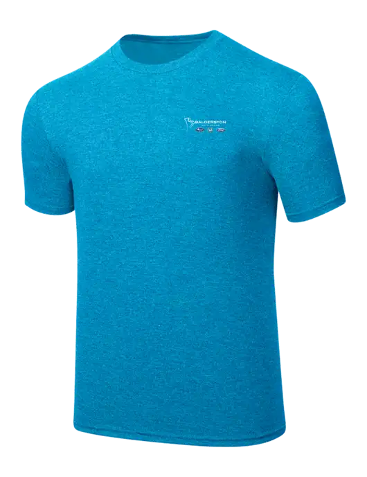 Simply Soft Sapphire Blue Frost 4.5oz  Poly/Combed Ring Spun Cotton T-Shirt w/Balderston Auto Group Logo