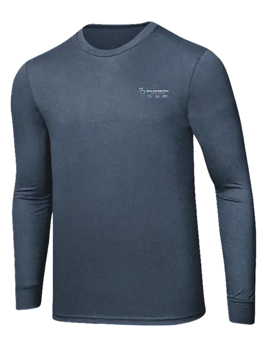 Simply Soft Long Sleeve Navy Frost 4.5 oz, Poly/Combed Ring Spun Cotton T-Shirt w/Balderston Auto Group Logo