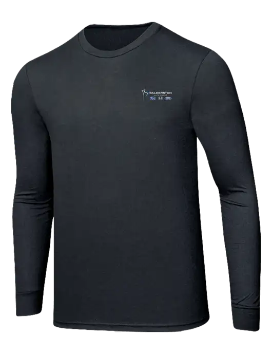 Simply Soft Long Sleeve Black Frost 4.5 oz, Poly/Combed Ring Spun Cotton T-Shirt w/Balderston Auto Group Logo