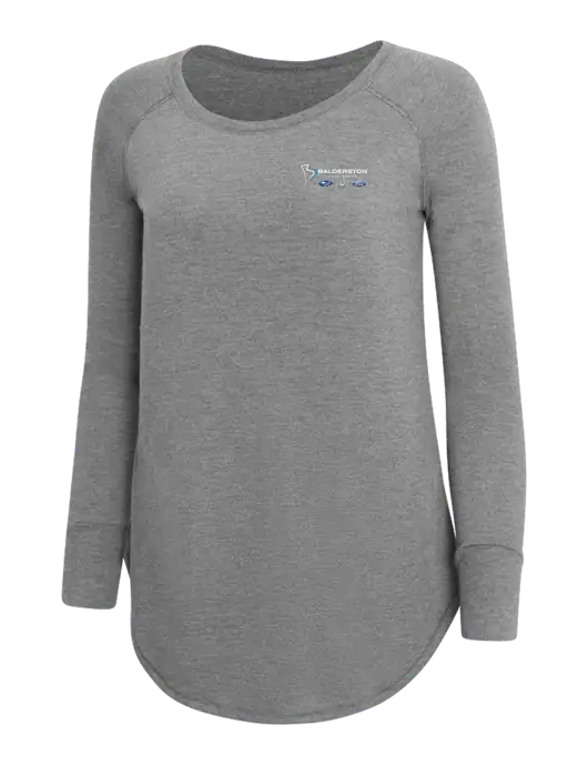 Womens Perfect Wide Collar Tunic Tri-Blend Grey Frost 4.5 oz T-Shirt w/Balderston Auto Group Logo