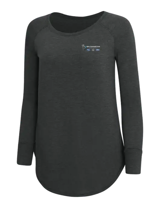 Womens Perfect Wide Collar Tunic Tri-Blend Black Frost 4.5 oz T-Shirt w/Balderston Auto Group Logo