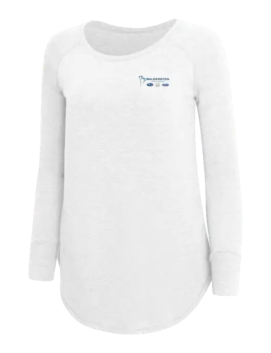 Womens Perfect Wide Collar Tunic Tri-Blend White 4.5 oz T-Shirt w/Balderston Auto Group Logo