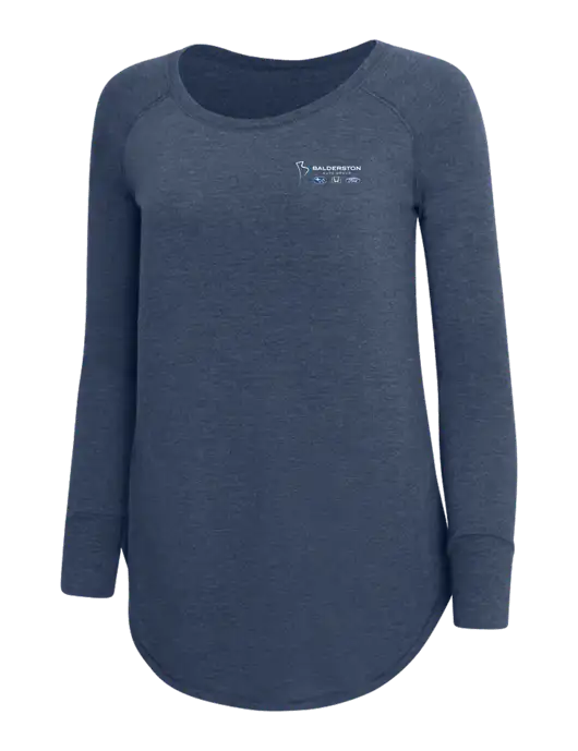 Womens Perfect Wide Collar Tunic Tri-Blend Navy Frost 4.5 oz T-Shirt w/Balderston Auto Group Logo