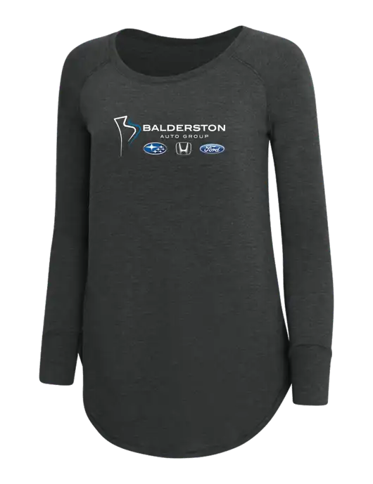 Womens Perfect Wide Collar Tunic Tri-Blend Black Frost 4.5 oz T-Shirt w/Balderston Auto Group Logo