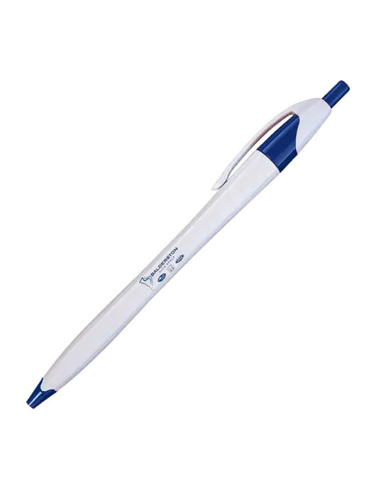 Novella White/Royal Classic Pen - Blue Ink w/Balderston Auto Group Logo