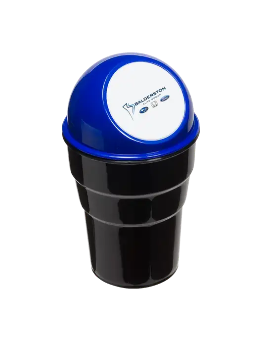 Blue Car Cup Holder Trash Can w/Balderston Auto Group Logo