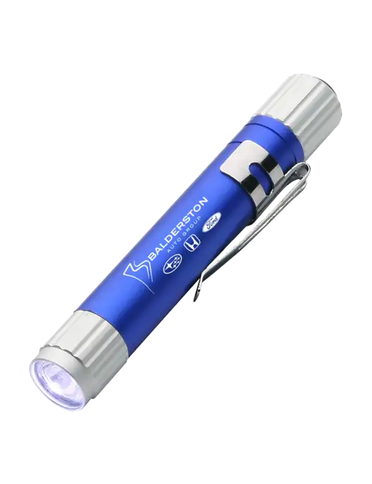 Blue Aluminum LED Penlight w/Balderston Auto Group Logo