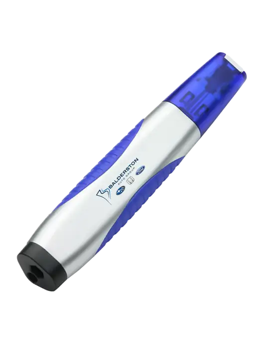 Silver/Blue Level Light Screwdriver Pen w/Balderston Auto Group Logo
