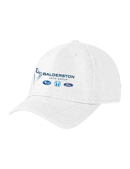 White Structured Soft Snap Closure Hook & Loop Cap w/Balderston Auto Group Logo