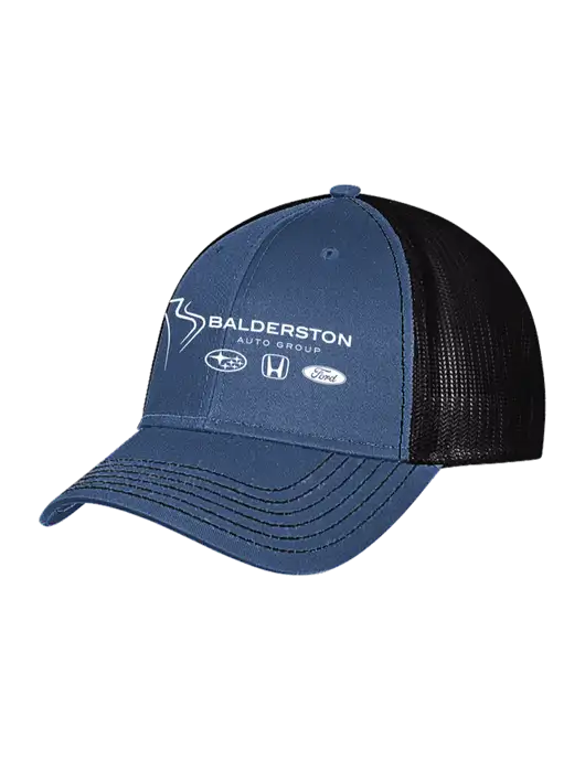 Dark Royal/Black Mesh Trucker Cap Snap Back w/Balderston Auto Group Logo