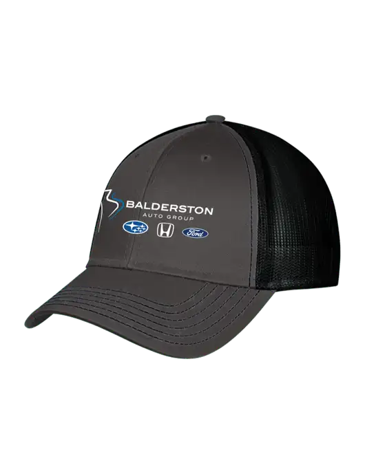 Charcoal & Black Mesh Trucker Cap Snap Back w/Balderston Auto Group Logo