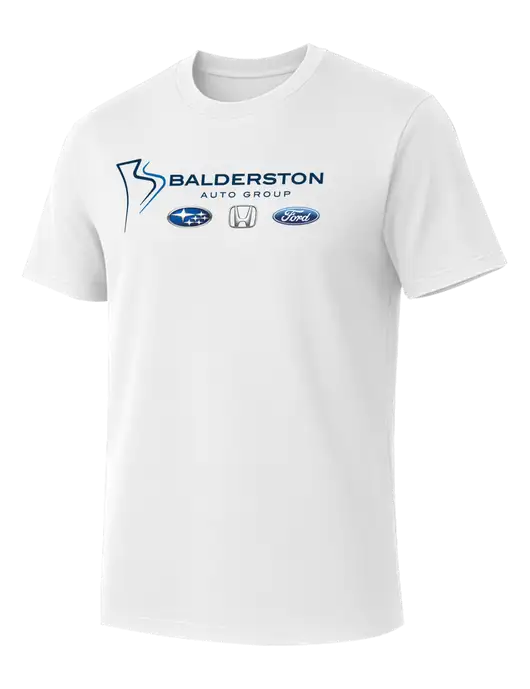 Allmade Bright White Organic Cotton Tee w/Balderston Auto Group Logo