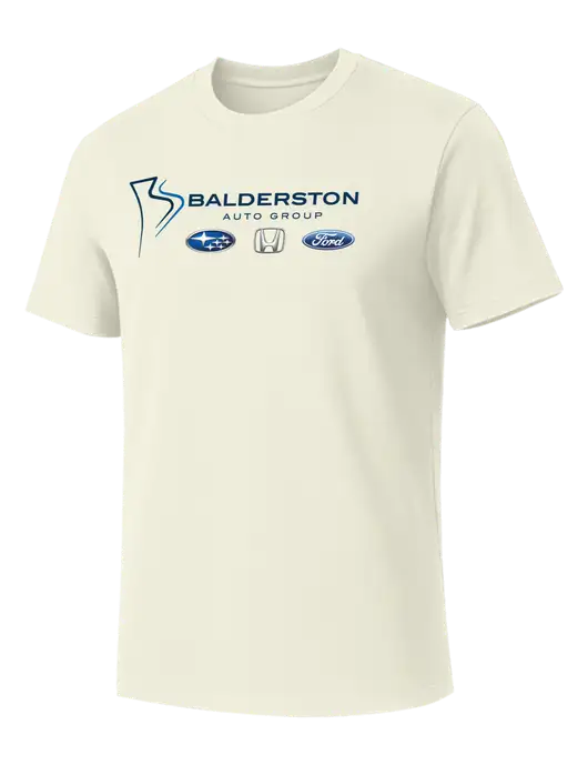 Allmade White Sand Organic Cotton Tee w/Balderston Auto Group Logo