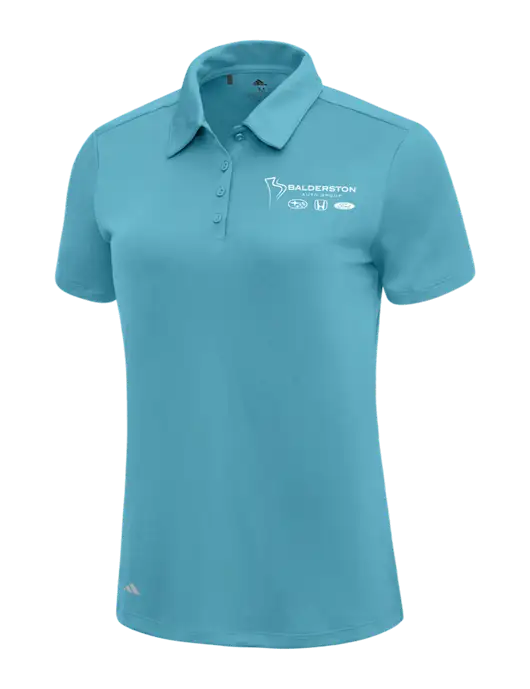 Adidas Sapphire Blue Womens Ultimate Solid Polo w/Balderston Auto Group Logo