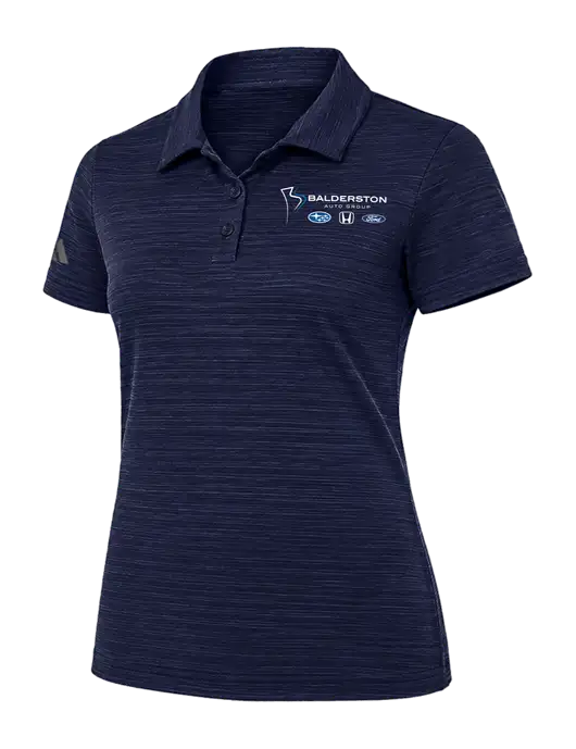 Adidas Womens Navy Textured Stripe Polo w/Balderston Auto Group Logo
