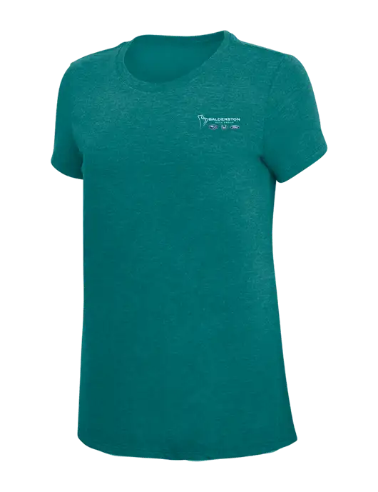 Womens Simply Soft Heathered Dark Teal 4.5oz  Poly/Combed Ring Spun Cotton T-Shirt w/Balderston Auto Group Logo