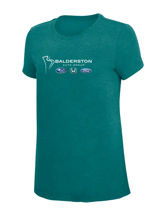 Womens Simply Soft Heathered Dark Teal 4.5oz  Poly/Combed Ring Spun Cotton T-Shirt w/Balderston Auto Group Logo