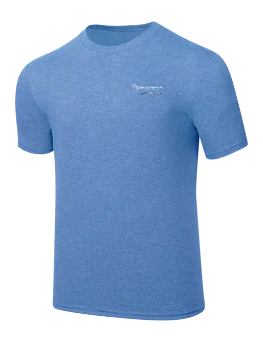 Simply Soft Carolina Blue Frost 4.5oz  Poly/Combed Ring Spun Cotton T-Shirt w/Balderston Auto Group Logo