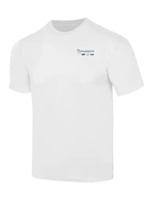 Simply Soft White 4.5oz  Poly/Combed Ring Spun Cotton T-Shirt w/Balderston Auto Group Logo